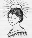 Tattoo of a lady with a halo